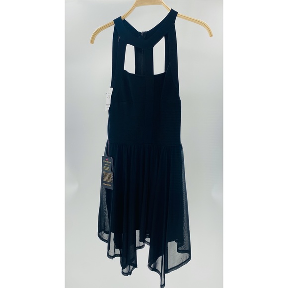 NWT Bebe 2-Fer Black Bandag/ Bodycon  Handkerchief Skirt Cutout Dress - Picture 5 of 15